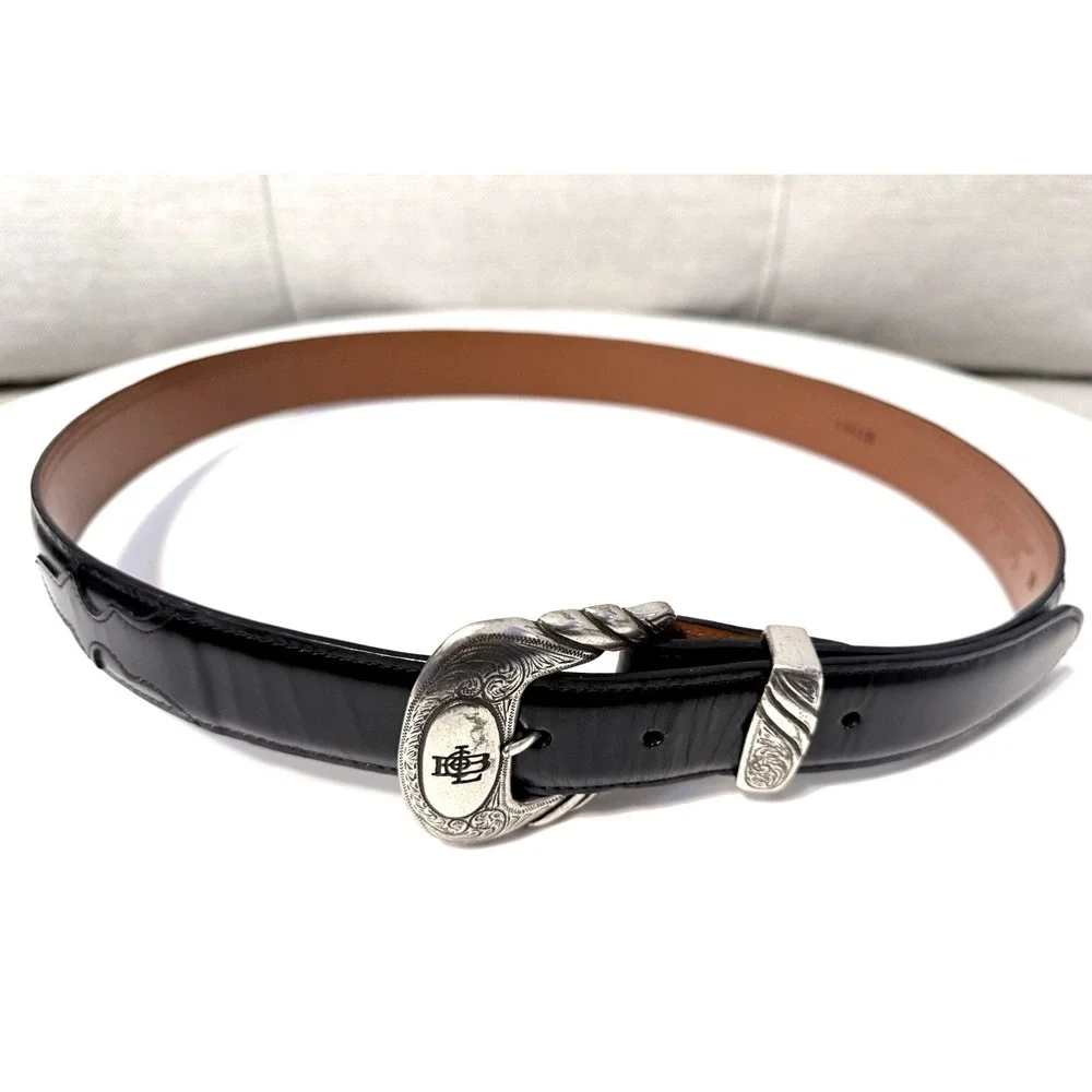 Lucchese Classics Black Cherry Goat Leather Belt w/ Ranger Buckle Set 40 W2201